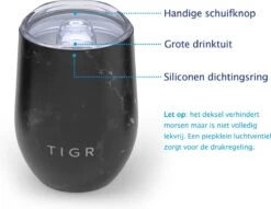 TIGR The Combo - Voordeelset Minimalist Thermosfles En Cup Warmhoudbeker - 500ml - Zwart Marmer -Bekerwinkel 1200x929