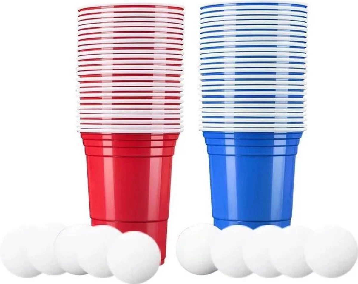 Merkloos Beerpong - 50 Stuk(s) Blue Cups & Red Cups Inc. 3 Ballen - Beerpong Drankspel - Plastic Bekers 4 Merkloos Beerpong - 50 Stuk(s) Blue Cups & Red Cups Inc. 3 Ballen - Beerpong Drankspel - Plastic Bekers - Afbeelding 2