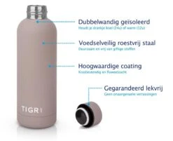 TIGR The Minimalist - Drinkfles - Thermosfles - RVS - 500ml - Taupe 7 TIGR The Minimalist - Drinkfles - Thermosfles - RVS - 500ml - Taupe -Bekerwinkel 1200x976
