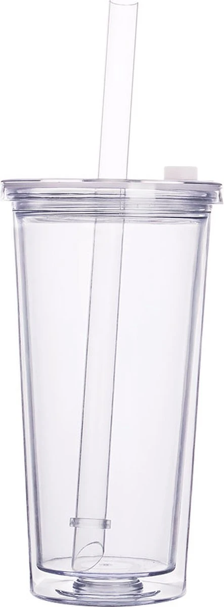 Merkloos Beker Met Rietje Deksel En Schoonmaakborstel - 550 Ml - Transparant - Herbruikbare Plastic Drinkbeker - Dubbelwandig - Koffiebeker To Go Beker 3 Merkloos Beker Met Rietje Deksel En Schoonmaakborstel - 550 Ml - Transparant - Herbruikbare Plastic Drinkbeker - Dubbelwandig - Koffiebeker To Go Beker