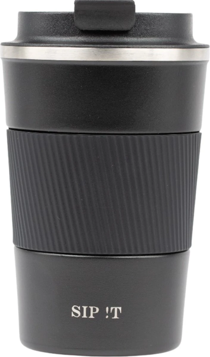 SIP !T® Premium RVS Koffiebeker To Go Thermosbeker – 380 ML – Herbruikbare Koffie & Theebeker – Lekvrij – Zwart - Valentijn 4 SIP !T® Premium RVS Koffiebeker To Go Thermosbeker – 380 ML – Herbruikbare Koffie & Theebeker – Lekvrij – Zwart - Valentijn - Afbeelding 2