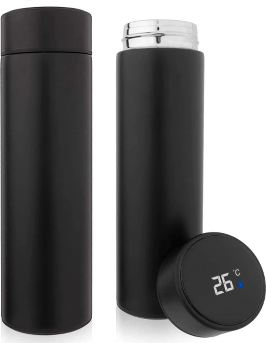 YUNICS® Thermoskan - Met Smart Temperatuur Display - Thermos - Thermosfles - Thermosbeker - Thermofles - Isoleerfles - Travel Mug - RVS - Zwart 3 YUNICS® Thermoskan - Met Smart Temperatuur Display - Thermos - Thermosfles - Thermosbeker - Thermofles - Isoleerfles - Travel Mug - RVS - Zwart