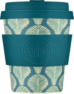 Ecoffee Cup Creasy Lu PLA - Koffiebeker To Go 240 Ml - Groenblauw Siliconen
