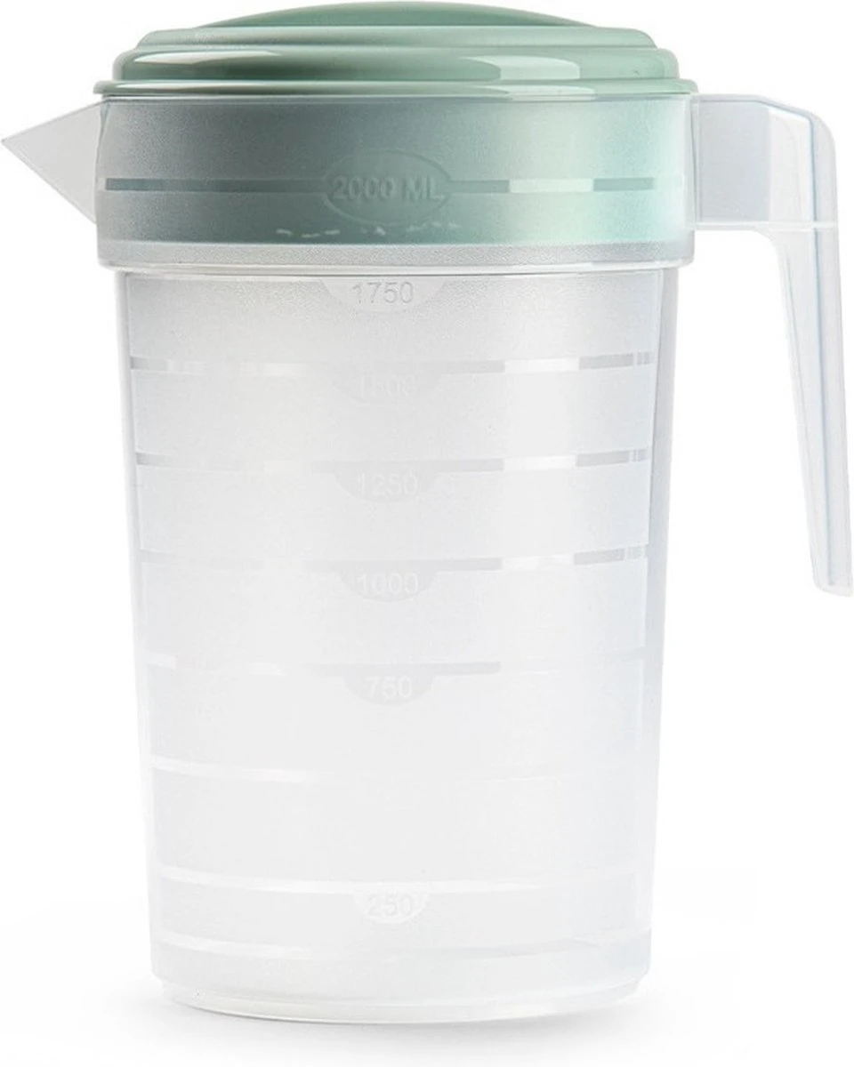 Waterkan/sapkan Transparant/mintgroen Met Deksel 2 Liter Kunststof�- Smalle Schenkkan Die In De Koelkastdeur Past 3 Waterkan/sapkan Transparant/mintgroen Met Deksel 2 Liter Kunststof�- Smalle Schenkkan Die In De Koelkastdeur Past