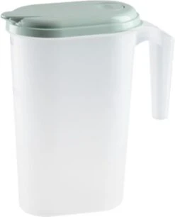 Waterkan/sapkan Transparant/mintgroen Met Deksel 1.6 Liter Kunststof - Smalle Schenkkan Die In De Koelkastdeur Past